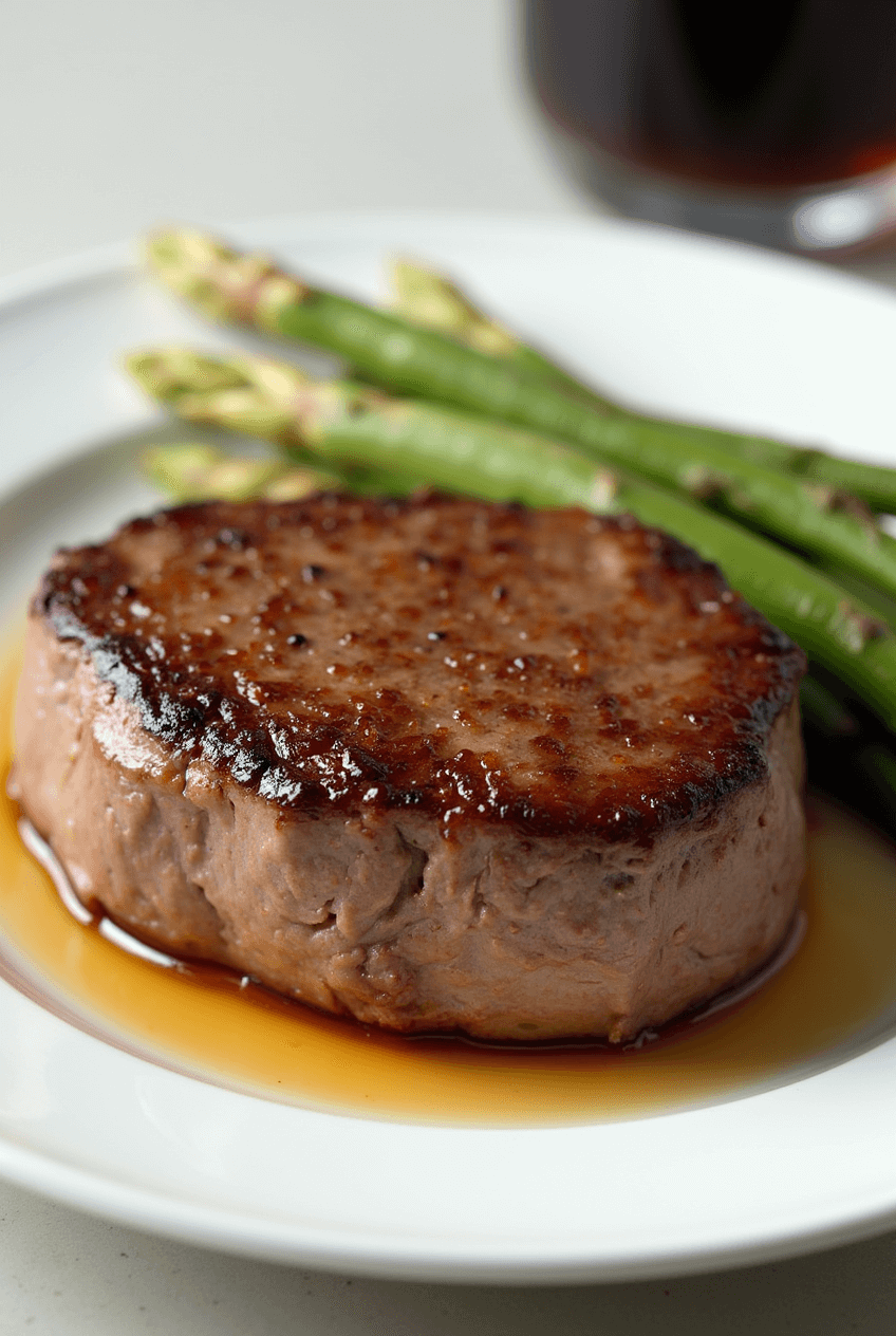 Juicy and tender baseball steak served with grilled vegetables and a side of mashed potatoes.