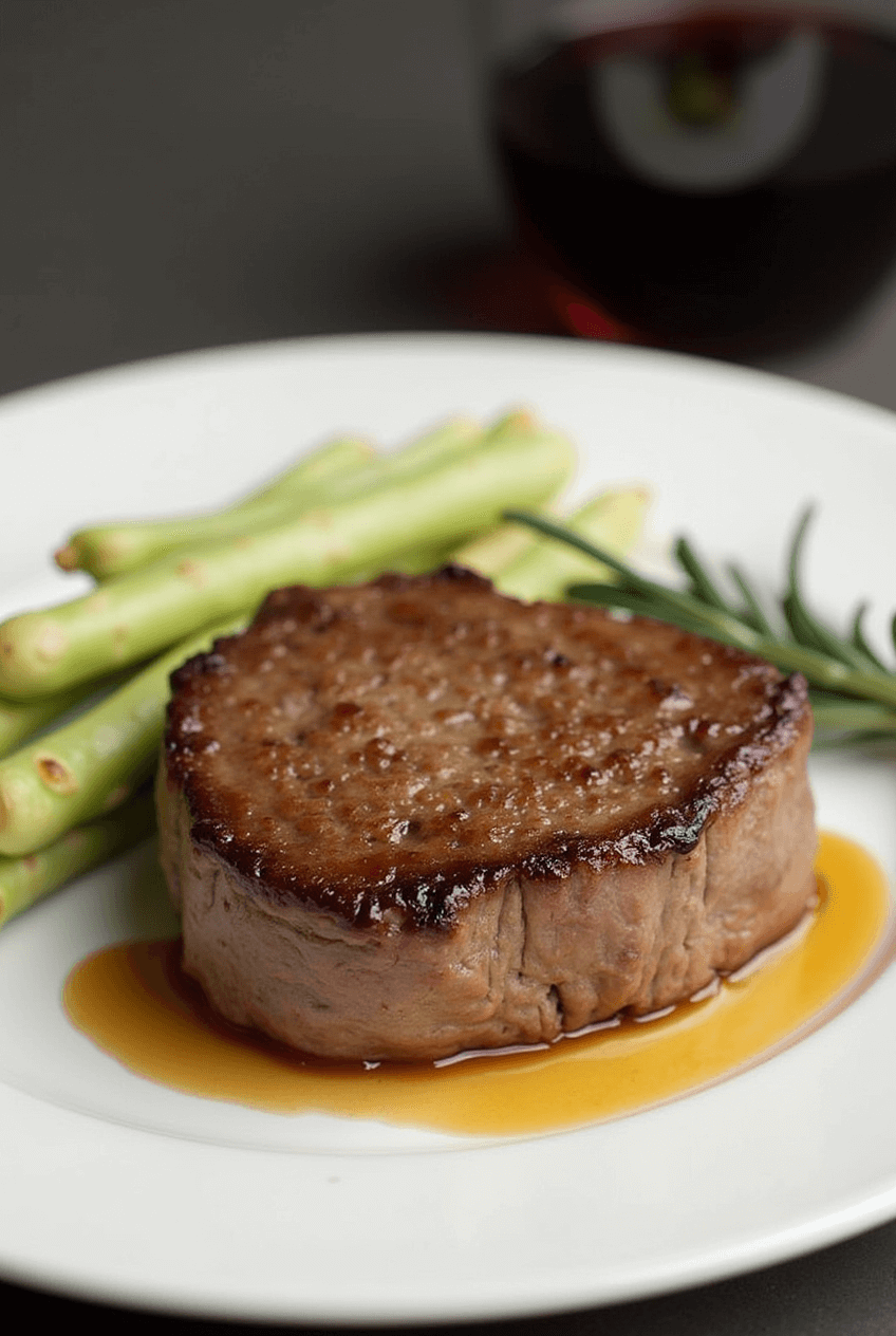 Close-up of a baseball steak cut, showing its marbling and tender texture.