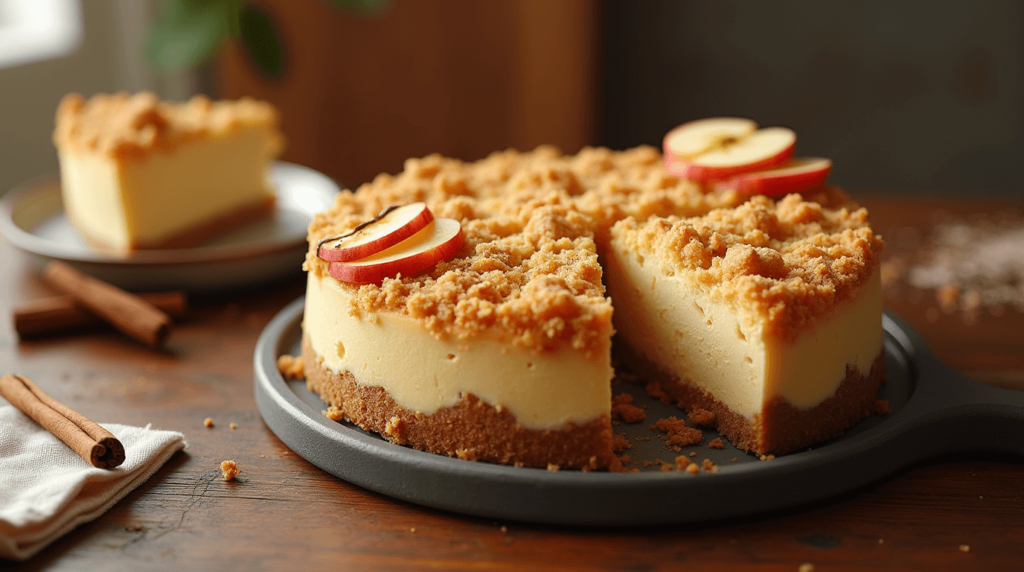 Delicious Apple Crumble Cheesecake with Topping
