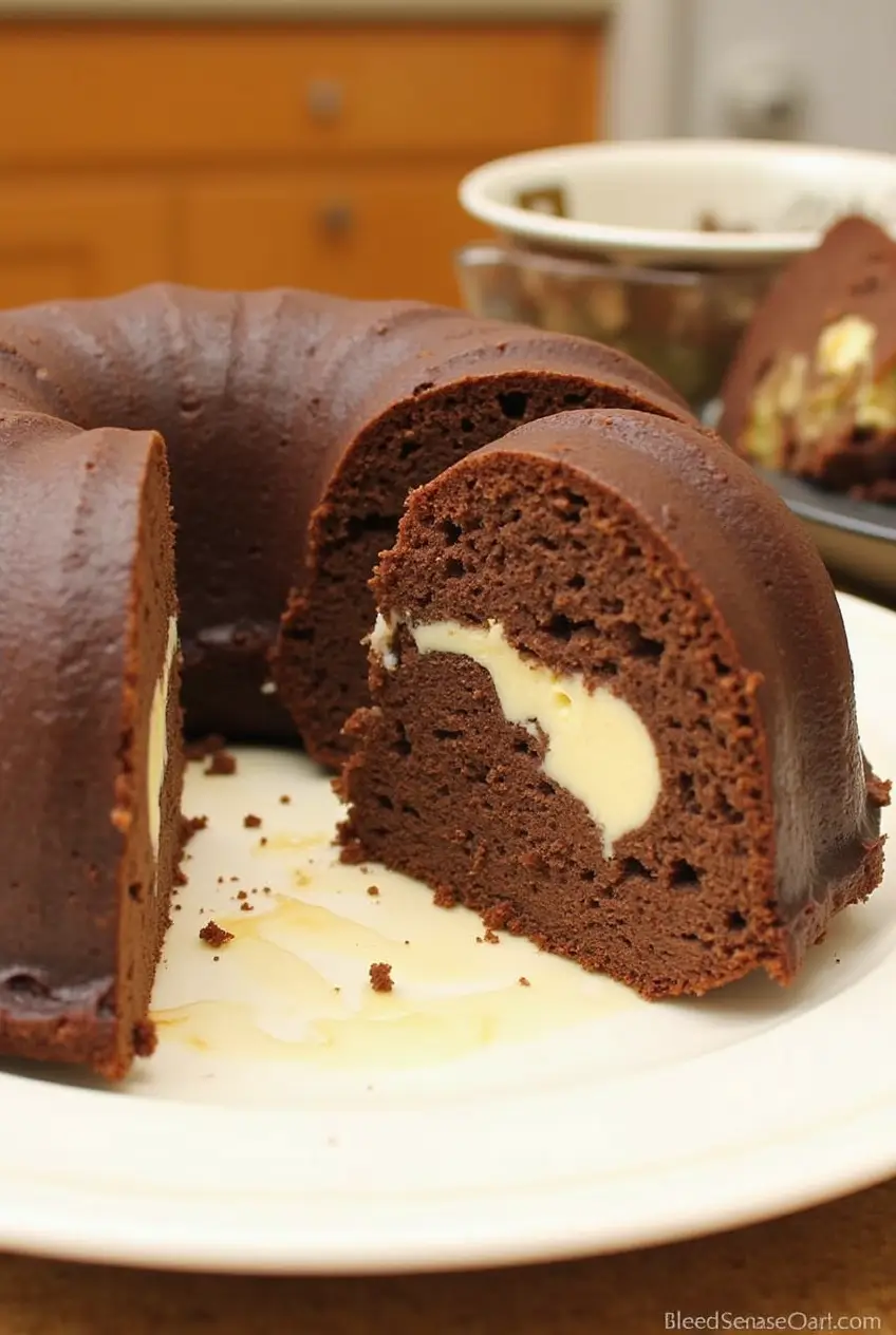 Key Benefits of Chocolate Cream Cheese Pound Cake Close-up of a slice of chocolate cream cheese pound cake with a moist interior on a white plate