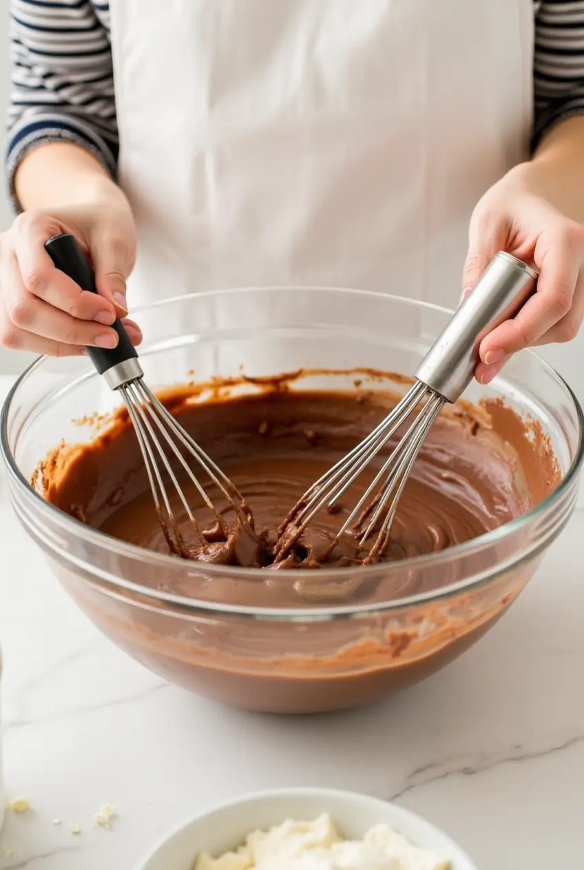 Ingredients for Chocolate Cream Cheese Pound Cake Ingredients for chocolate cream cheese pound cake arranged neatly on a kitchen counter